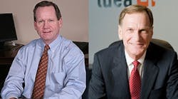 Chris Curtis (left), former CEO of Schneider Electric North America, will manage daily operations and lead the search for a new IDEA president following the departure of Bob Gaylord after seven years leading the electrical industry data association.