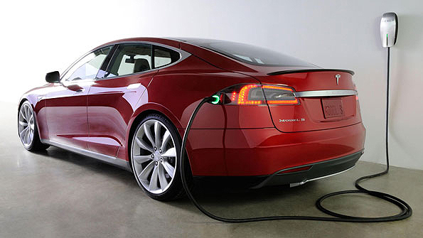 Tesla Model S plugged in