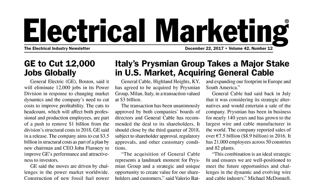 Electrical Marketing Dec 22, 2017 Front Page