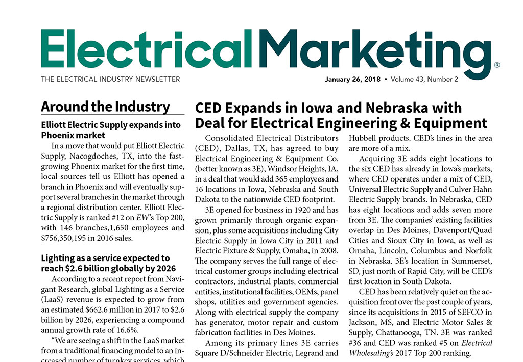 Electrical Marketing Jan 26 2018 front page