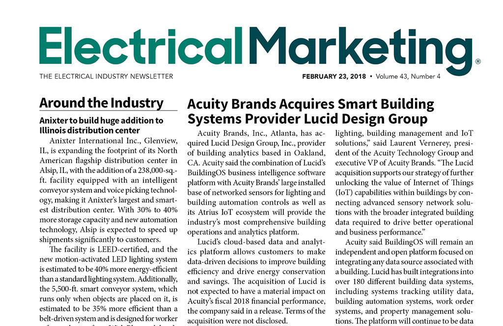 Electrical Marketing Feb 23, 2018, front page