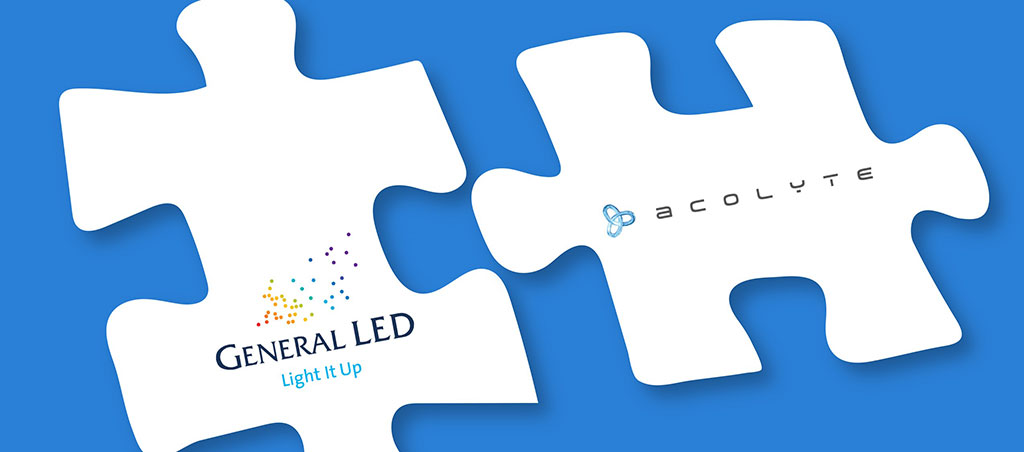 General LED and Acolyte Group logos on puzzle pieces