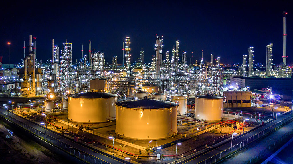 Refinery at night