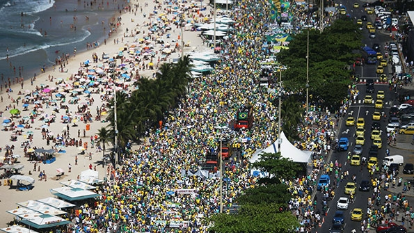 Protests in Rio de Janeiro Brazil Aug 16 2015 called for the ouster of President Dilma Rousseff following revelations of corruption involving the government and the oil company Rousseff chaired for years before being elected president