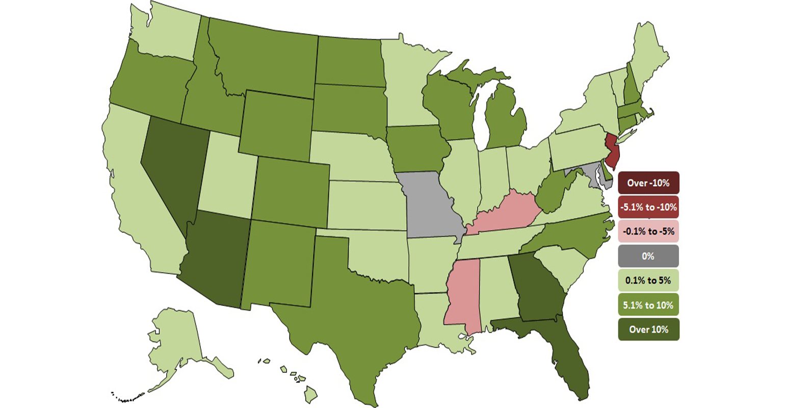 AGC State Construction Employment Map 09-18