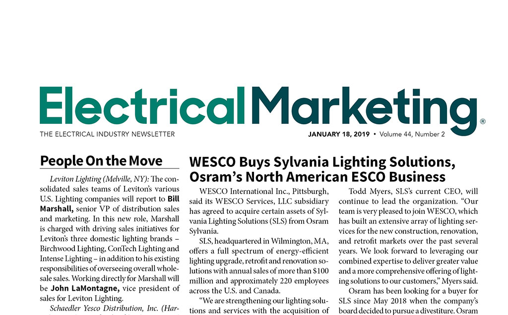 Jan 18, 2019, Electrical Marketing front