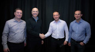 Panduit and Atlona execs got together in San Jose for a joint meeting, including (left to right) Marc Naese, Panduit SVP Network Infrastructure Business; Dennis Renaud, Panduit CEO; Ilya Khayn, Atlona CEO and Co-founder; Michael Khain, Atlona VP Product Development/Engineering and Co-founder
