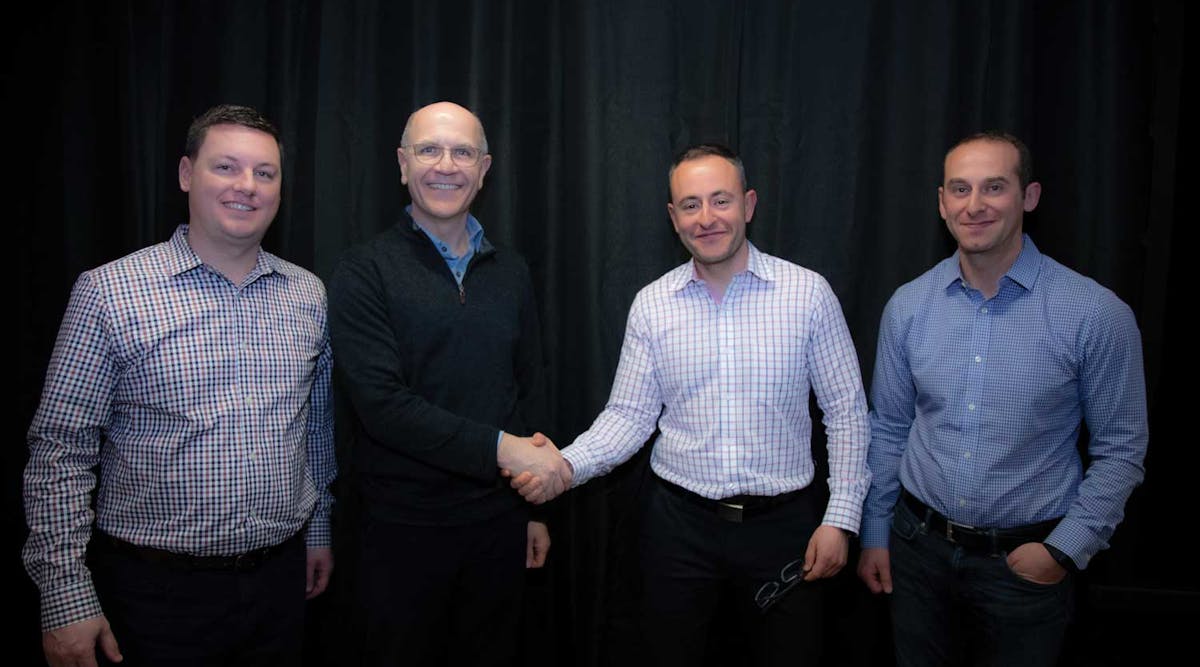 Panduit and Atlona execs got together in San Jose for a joint meeting, including (left to right) Marc Naese, Panduit SVP Network Infrastructure Business; Dennis Renaud, Panduit CEO; Ilya Khayn, Atlona CEO and Co-founder; Michael Khain, Atlona VP Product Development/Engineering and Co-founder