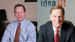 Former Schneider North America CEO Chris Curtis (left) will lead IDEA&apos;s day-to-day operations and the search for a new president following Bob Gaylord&apos;s departure after seven years leading the electrical industry data organization.