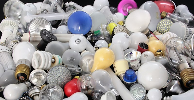 Various types of lightbulbs.