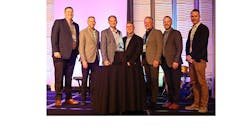 Winners of the 2021 NEMMY Partnership of the Year Award: Kris Haslam &amp; the Lyle W. Williams Co. and Greg Janes and the Legrand team.