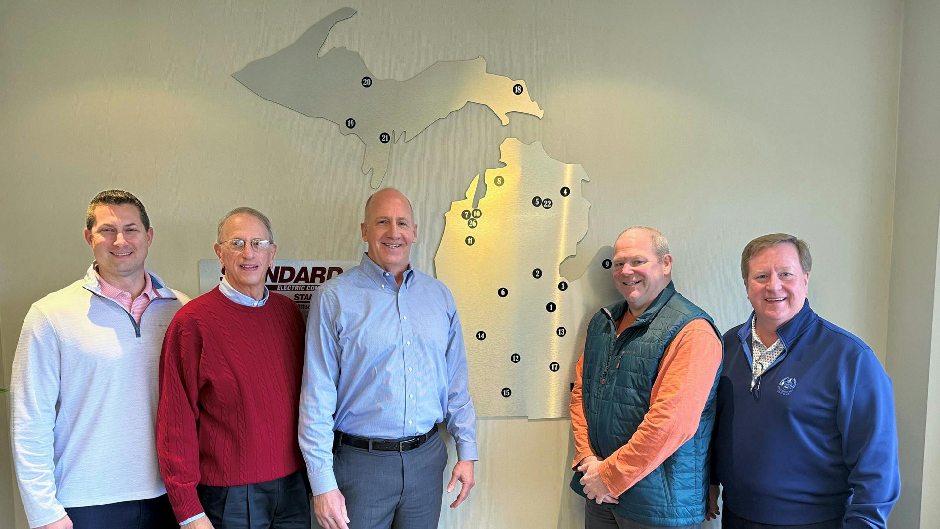 Kris Prebola, VP, Sonepar M&A; Ben Rosenthal, CFO, Standard and Madison Electric; Bill Gray, president of Standard Electric; Brett Schneider, president of Madison Electric; and Andy Waring, president, Sonepar Central Region.