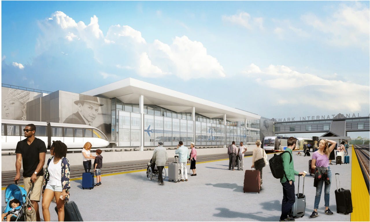 The $3-billion renovation of Newark Airport&rsquo;s AirTrain that broke ground in Sept. 2025.