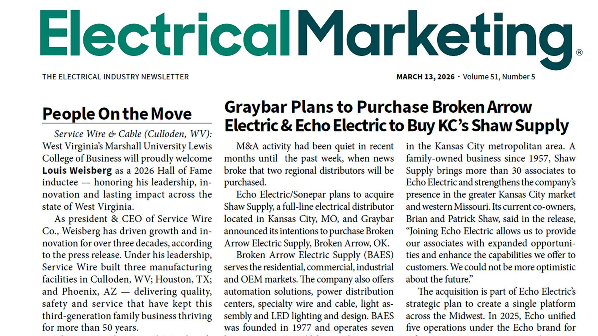 Electrical Marketing newsletter